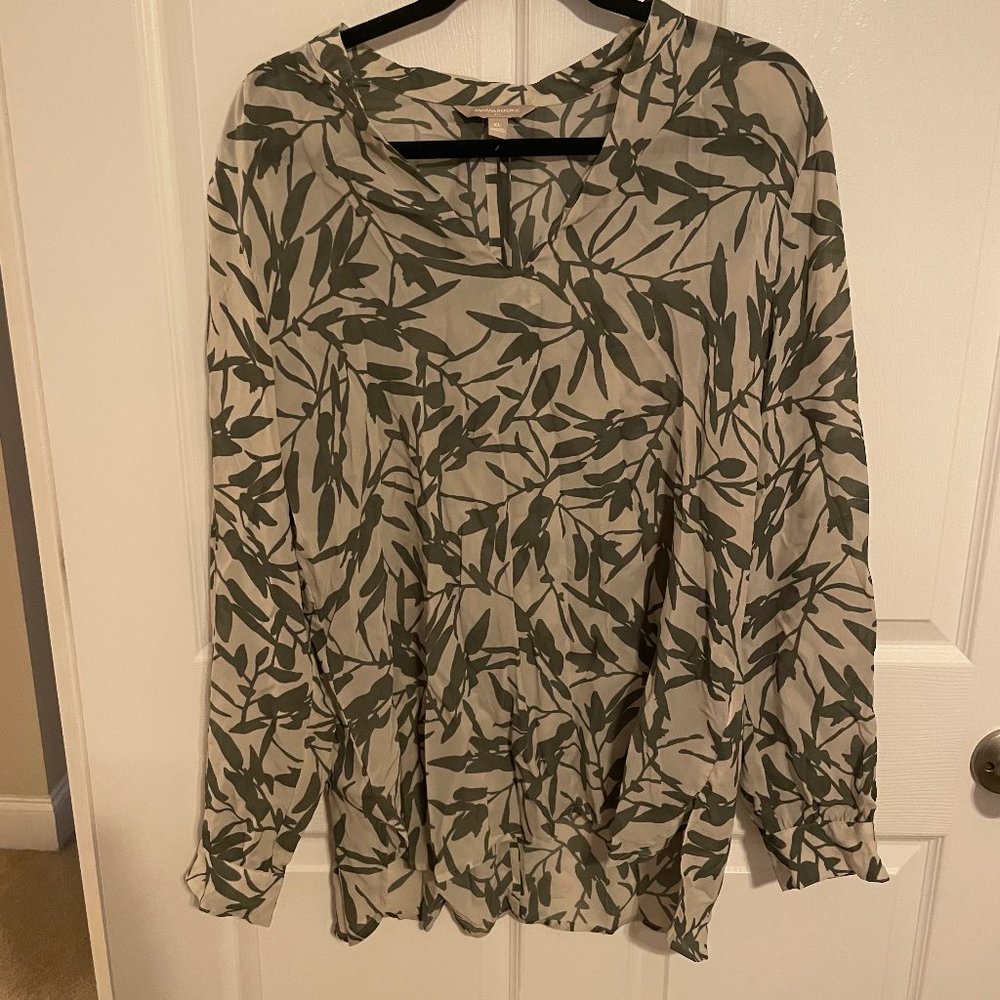 Green Floral Long Sleeve Tuni
